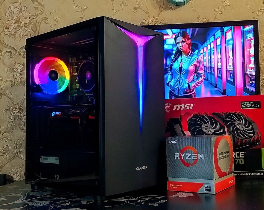 ПК MSI GTX1070+ Ryzen 5 2600+ 16Gb DDR4/SSD игровой компьютер