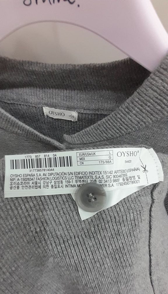 Oysho sweter szary z guzikami rozmiar L Nowy