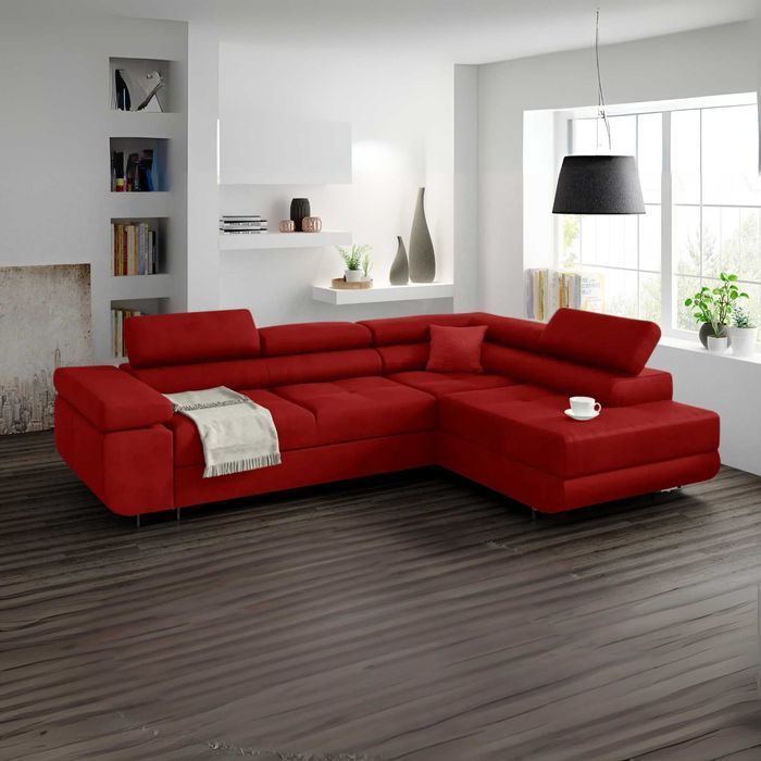 NOWOCZESNY Narożnik MIAMI L sprężyny REGULOWANE zagłówki rogówka