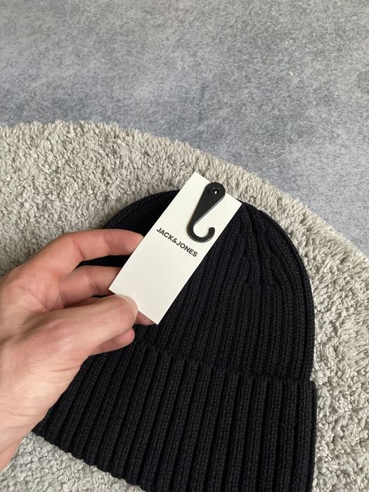 Jack & Jones Cotton Beanie оригінал нова чоловіча шапка чорна тепла