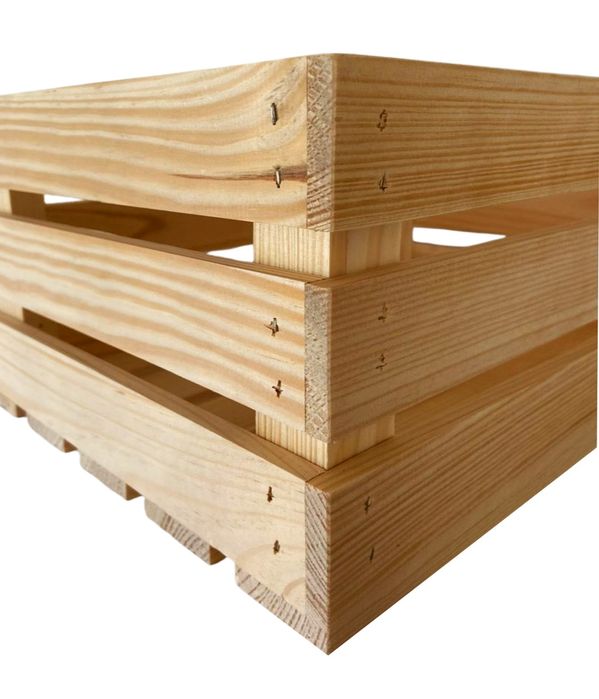 Skrzynki drewniane z gładkich listew – 40x30x18,5 cm,  naturalna