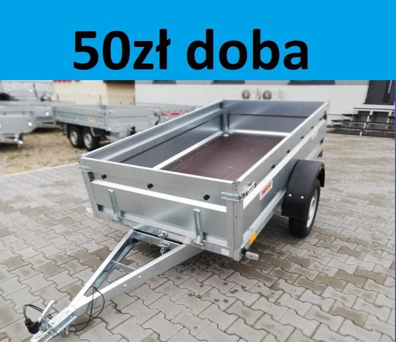 Wynajem przyczep Przyczepa 236x130x45 bez plandeki Kiper Uchylna