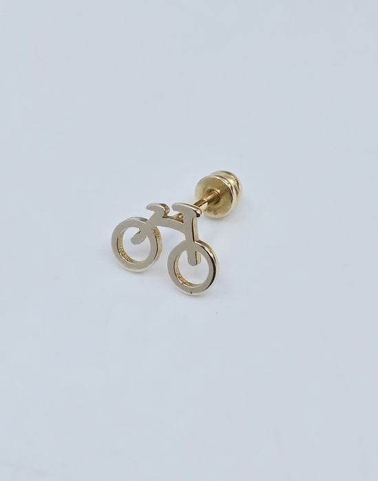 Złoty kolczyk piercing rower próba 585 14k