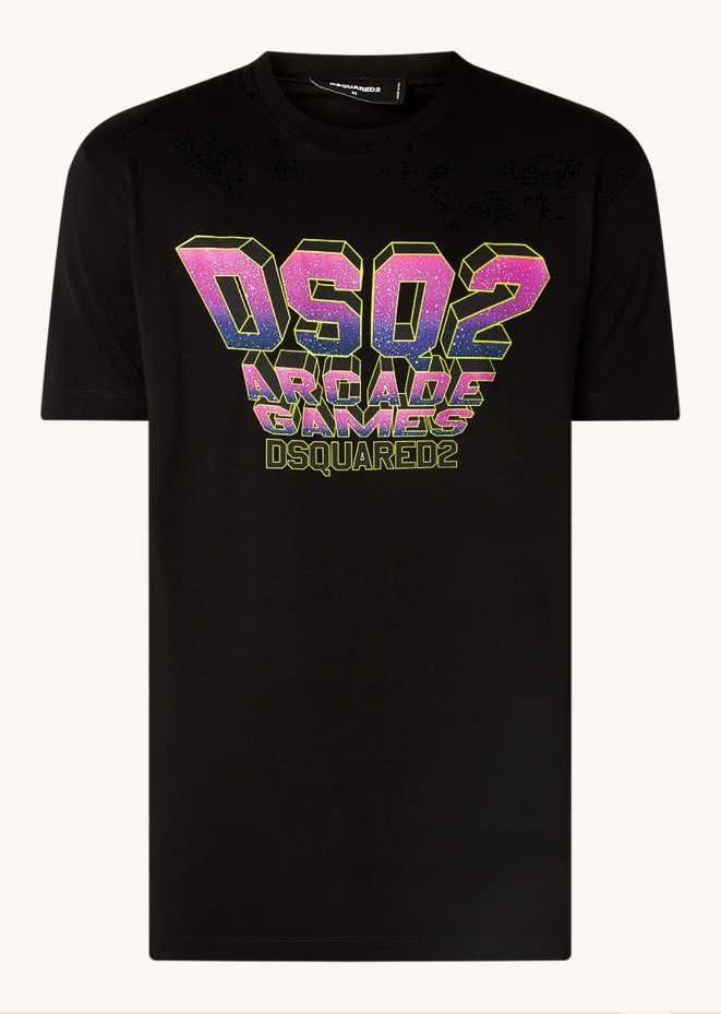 Dsquared2 czarny t-shirt z nadrukiem logo rozmiar XL 100% ORYGINAL