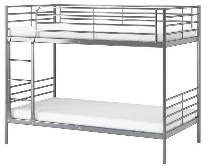 Łóżko piętrowe SVÄRTA IKEA - srebrny 90 x 200 cm + DOSTAWA
