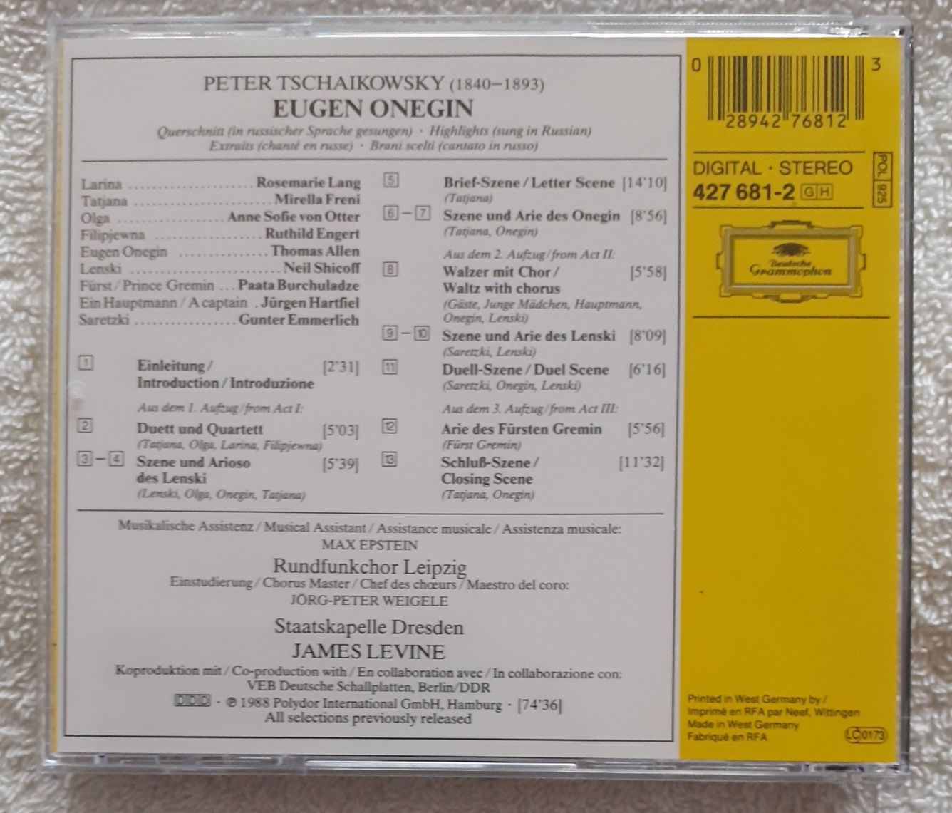 Tchaikovsky: Eugene Onegin (extracts)(CD)(Muzyka Operowa)