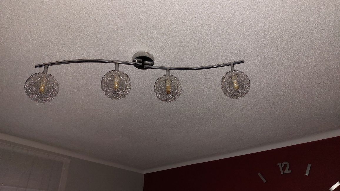 Żyrandol Led srebrny 4 punkty kule.