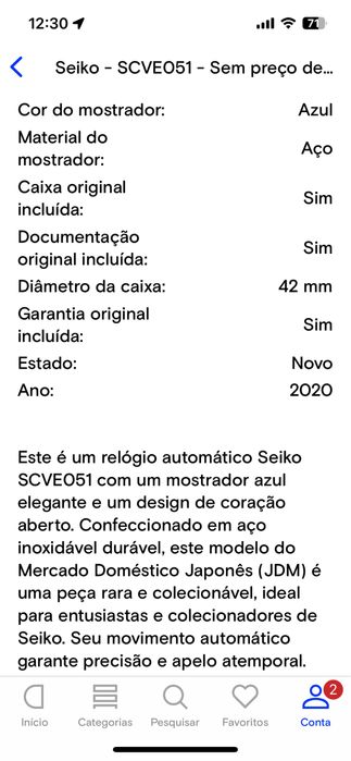 Seiko automatico novo