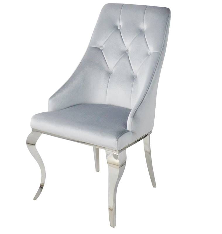 Krzesło glamour William II Silver srebrne krzesła pikowane guzikami