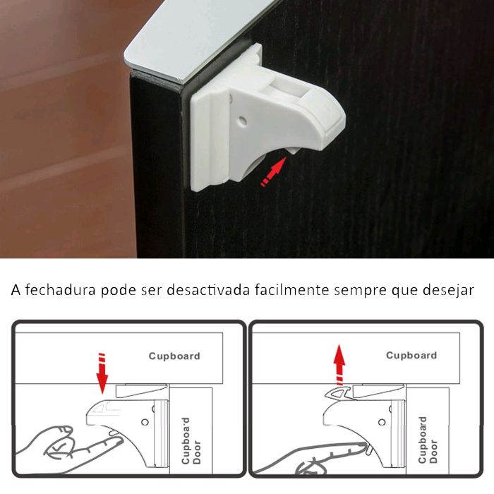 4x Fechadura "mágica" magnética para moveis e gavetas anti crianças