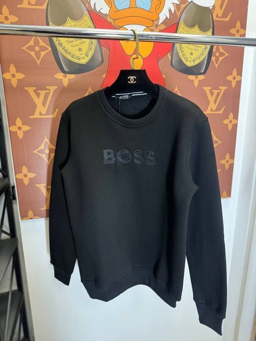 СНИЖЕНИЕ ЦЕН Мужской свитшот БРЕНД черный флис кофта зима люкс s-xxl