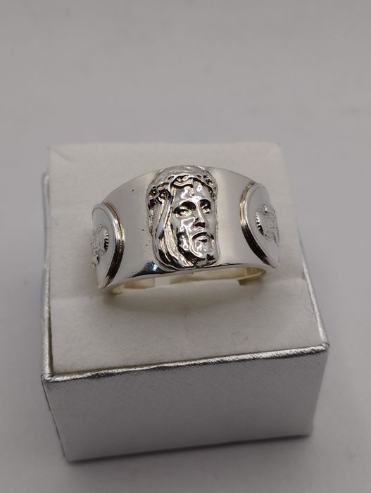 Srebrny sygnet, Jesus, próba 925, rozmiar 30