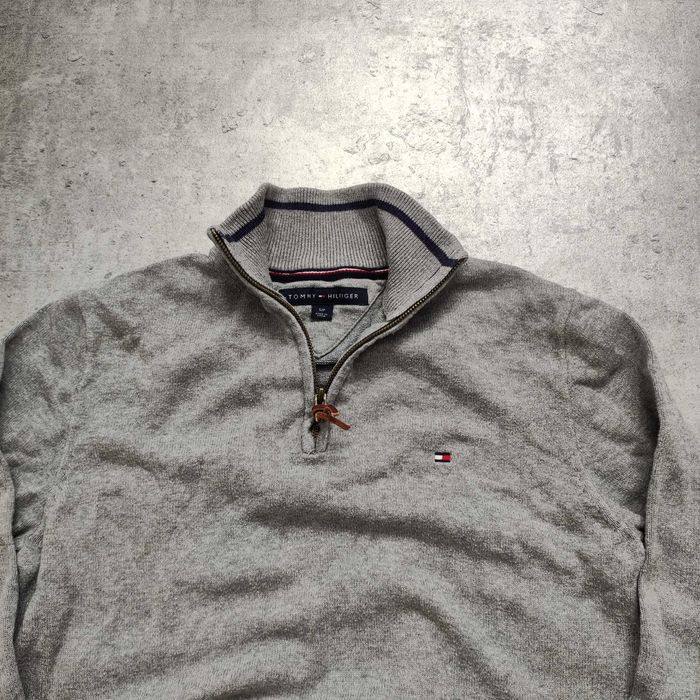 MĘSKI Sweter PREMIUM Szary Rozpinany Elegancki Tommy Hilfiger TH Logo