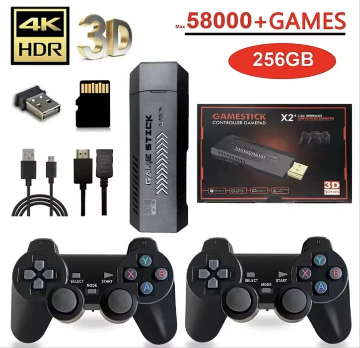 Game Stick Retro (256GB / +58000 Jogos / 4K)