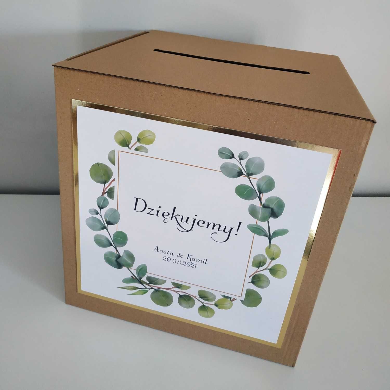 Pudełko na koperty personalizowane na ślub wesele eko i białe