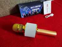 Mikrofon z głośnikiem Bezprzewodowy złoty do Karaoke Bluetooth USB TF