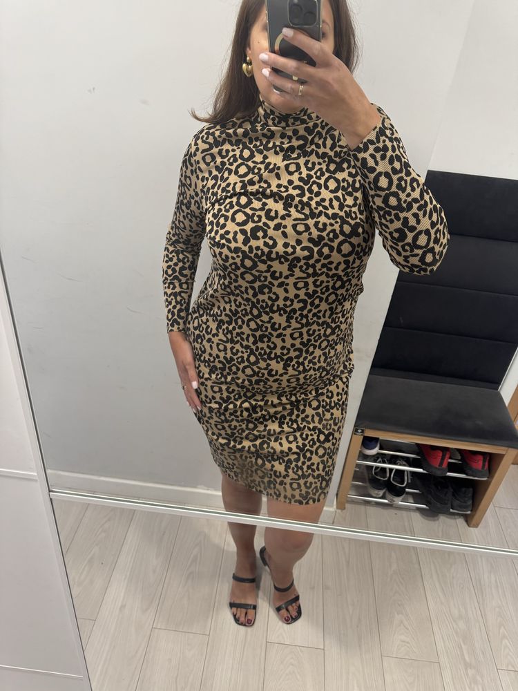 Piękna sukienka w panterka cętki animal print boohoo 44