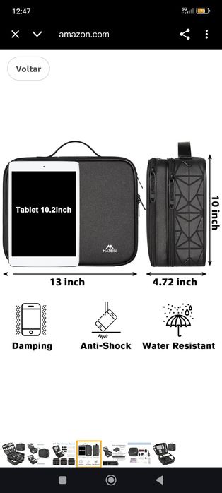Bolsa de Viagem c/ Organizador p/ Cabos e Eletrónicos M Matein Preta