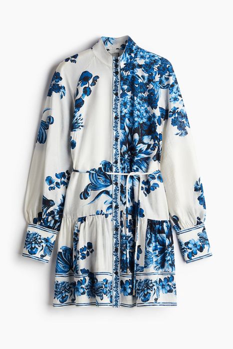 Сукня літня H&M біла синя в стилі Zimmermann шовкова платье летнее XS