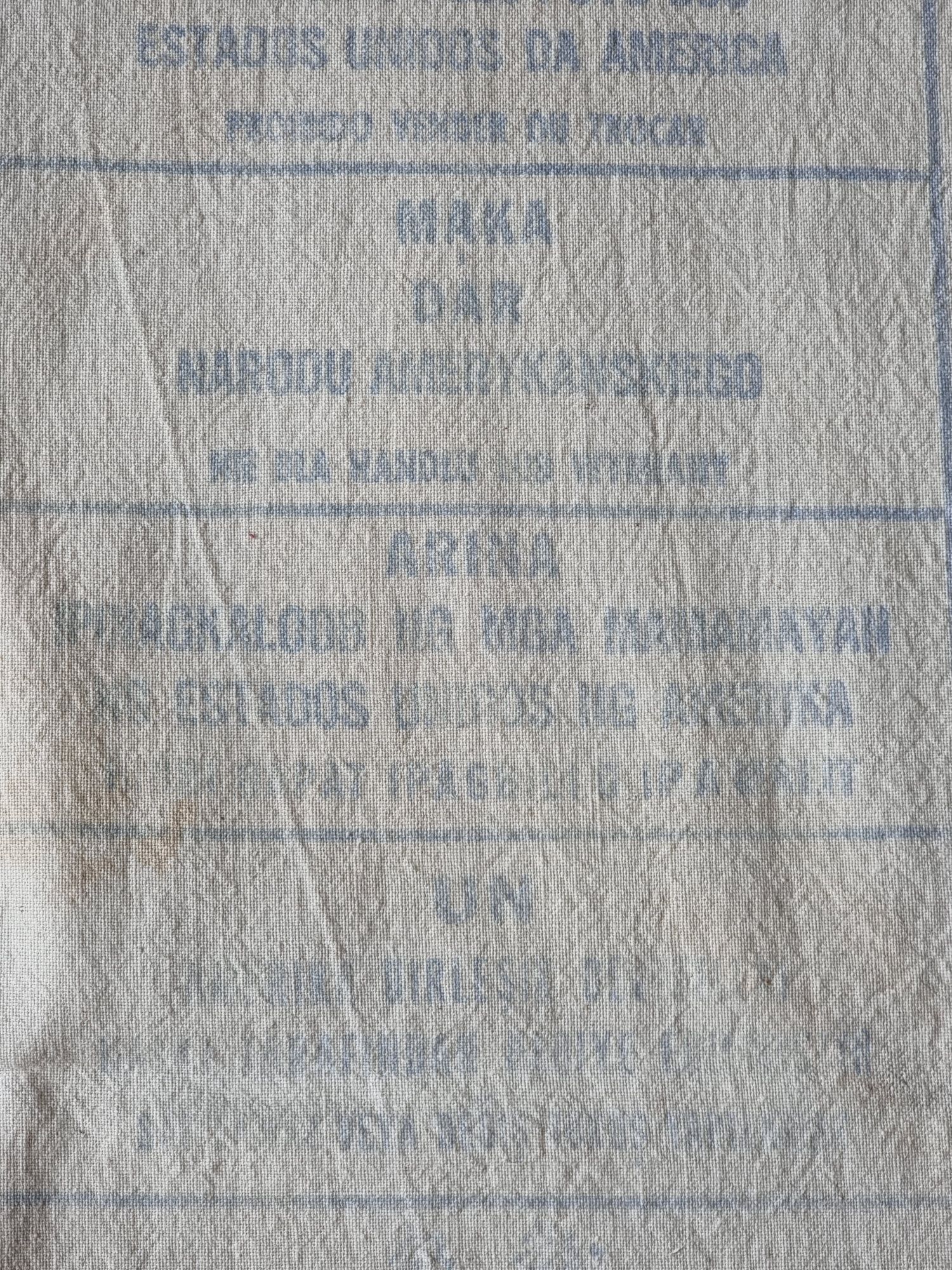 Stary worek na mąkę USA militaria rekwizyt antyk 47x85