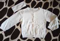 Biały sweterek M&S r. 92 + biała bawełniana opaska