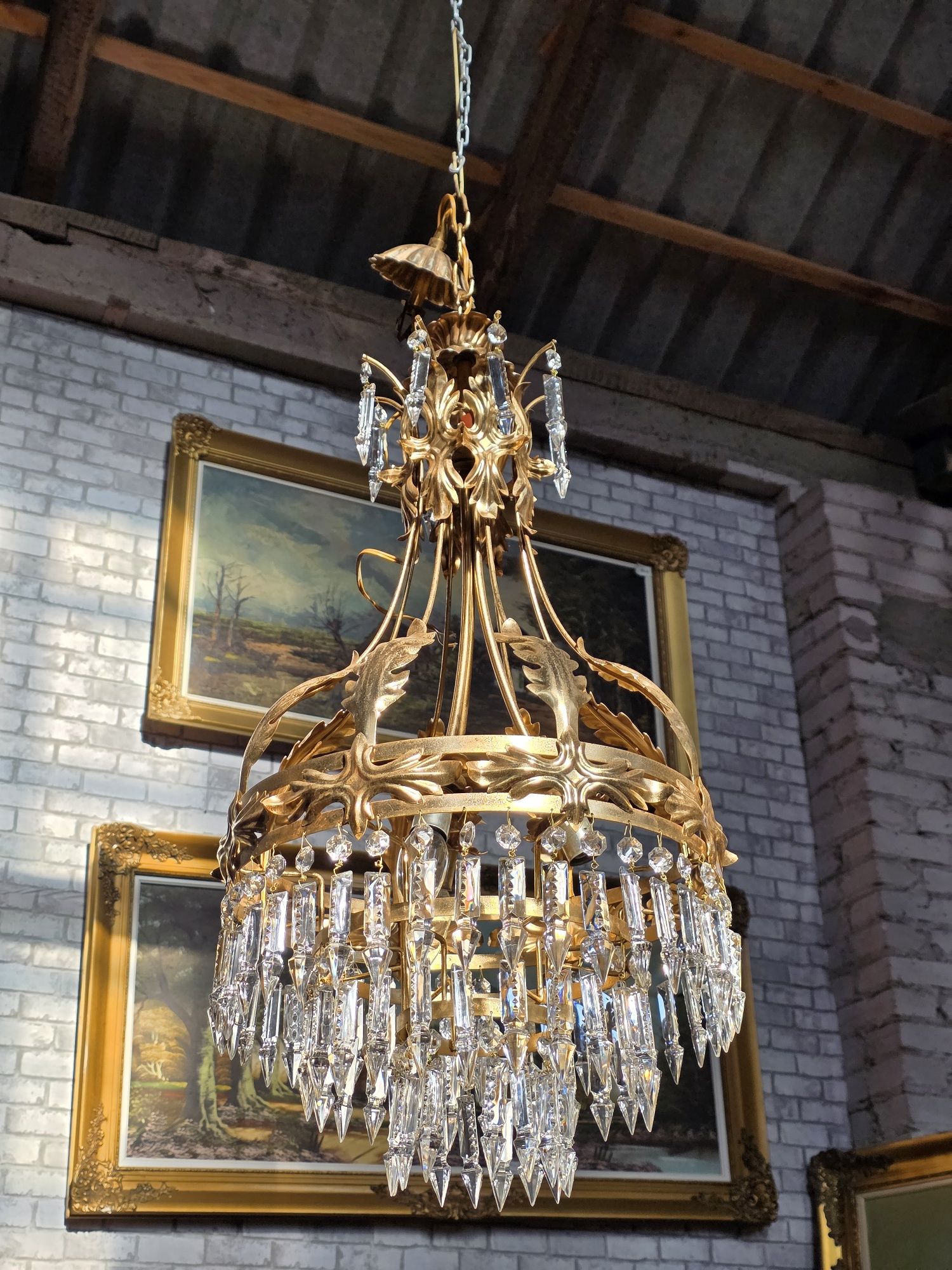 Żyrandol zloty kryształowy kaskadowy 90 cm #1683 Stylowy Węgrów