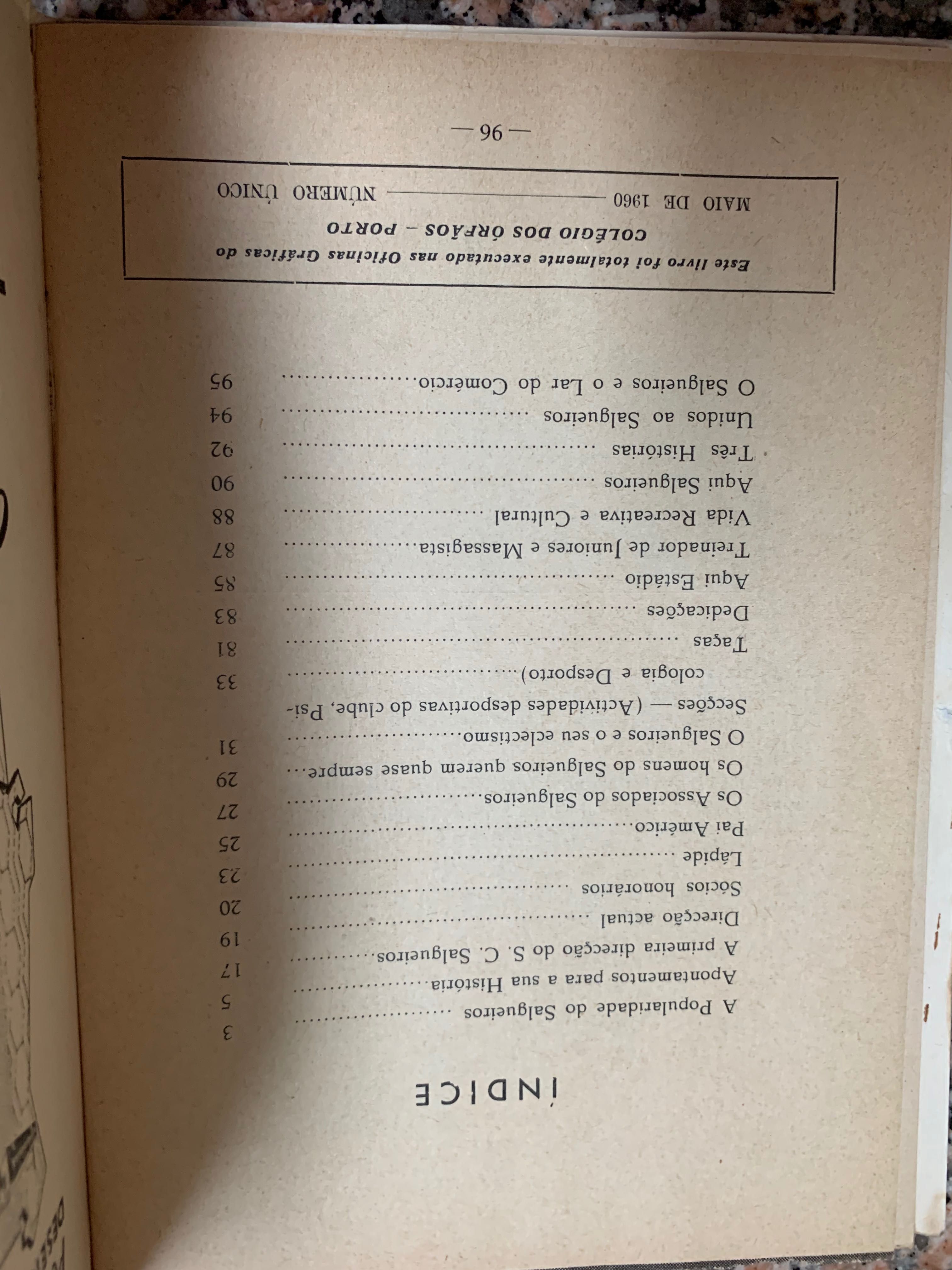 Livro do sport comércio e salgueiros 1960