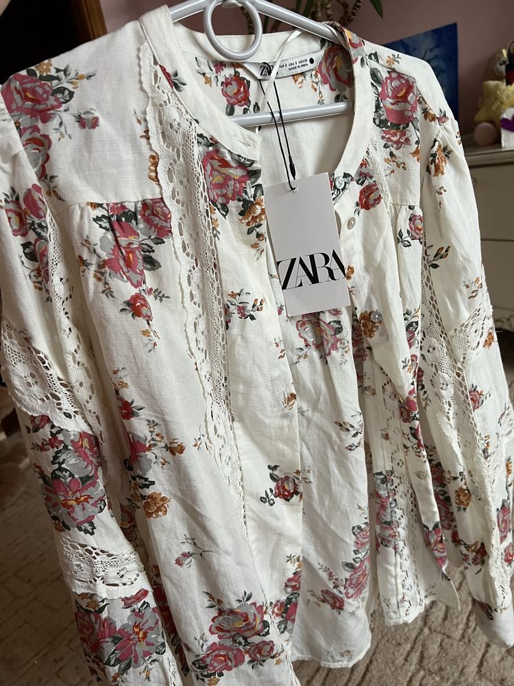 Блуза квітковий принт рубашка zara