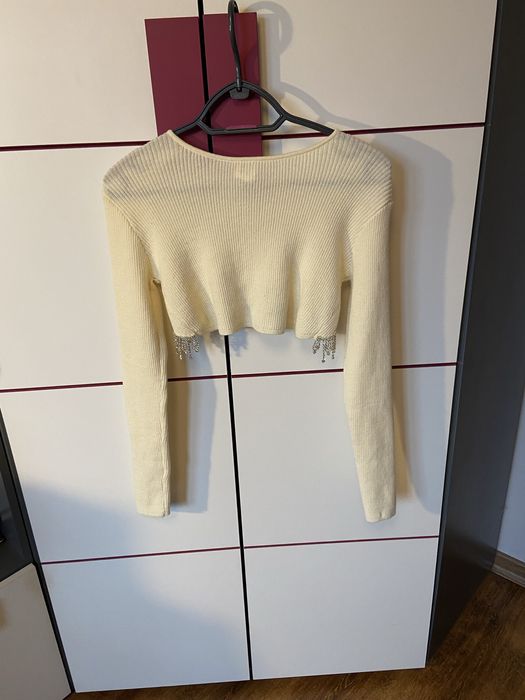 Bluzka z odkrytymi plecami i cyrkoniami Zara S święta sylwester