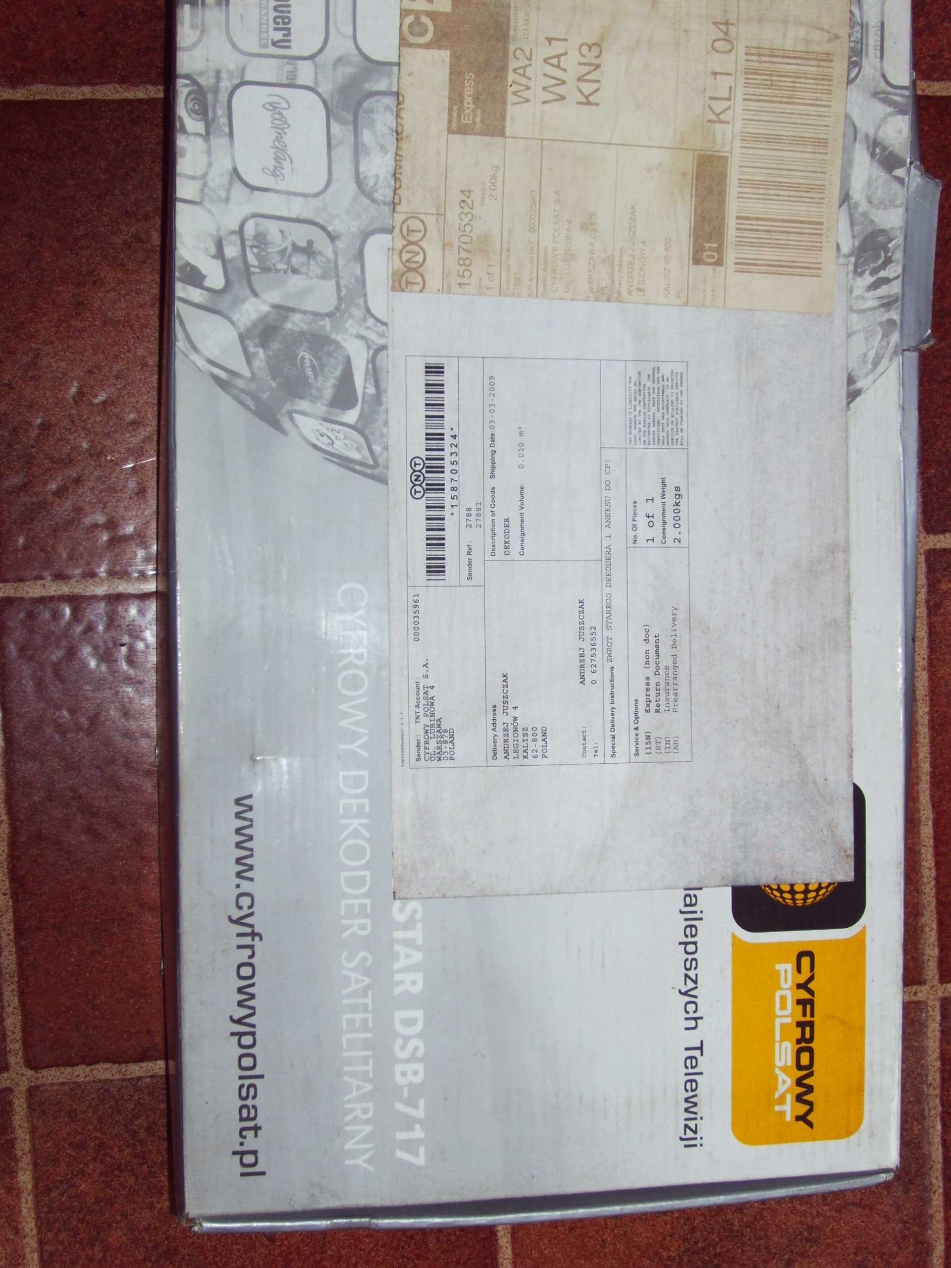 Dekoder  z Cyfrowego Polsatu  ECHOSTAR DSB  717