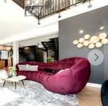 Sofa owalna przepiekna kolor wina stan idealny 315cm /nowa 12tys