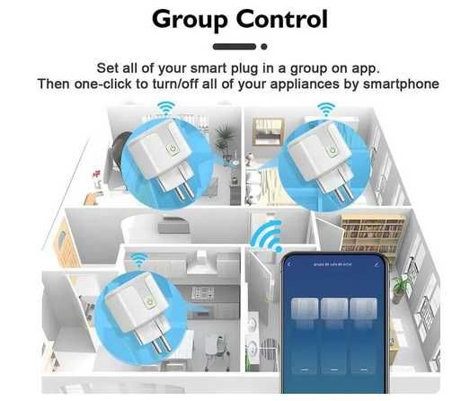 20A EU Умная розетка WiFi Smart Plug Tuya контроль мощности
