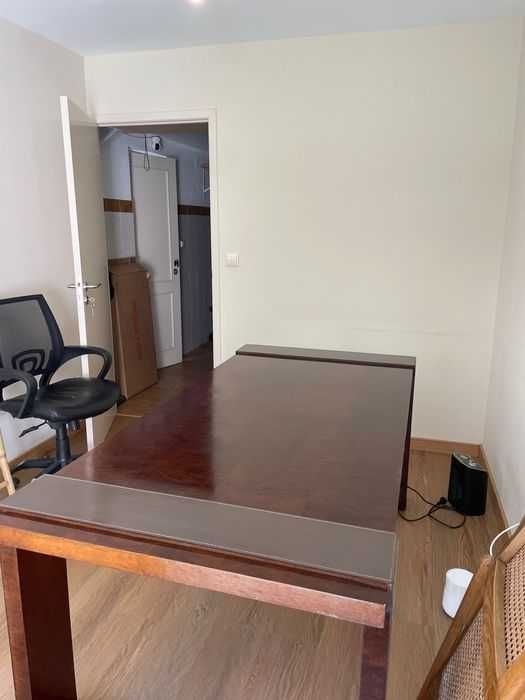 Mesa Escritório Madeira e Cabedal