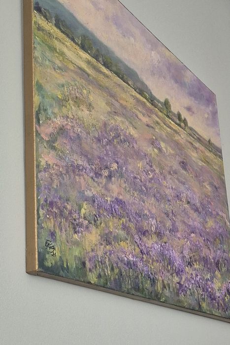 Lawendowe pole o zachodzie slonca