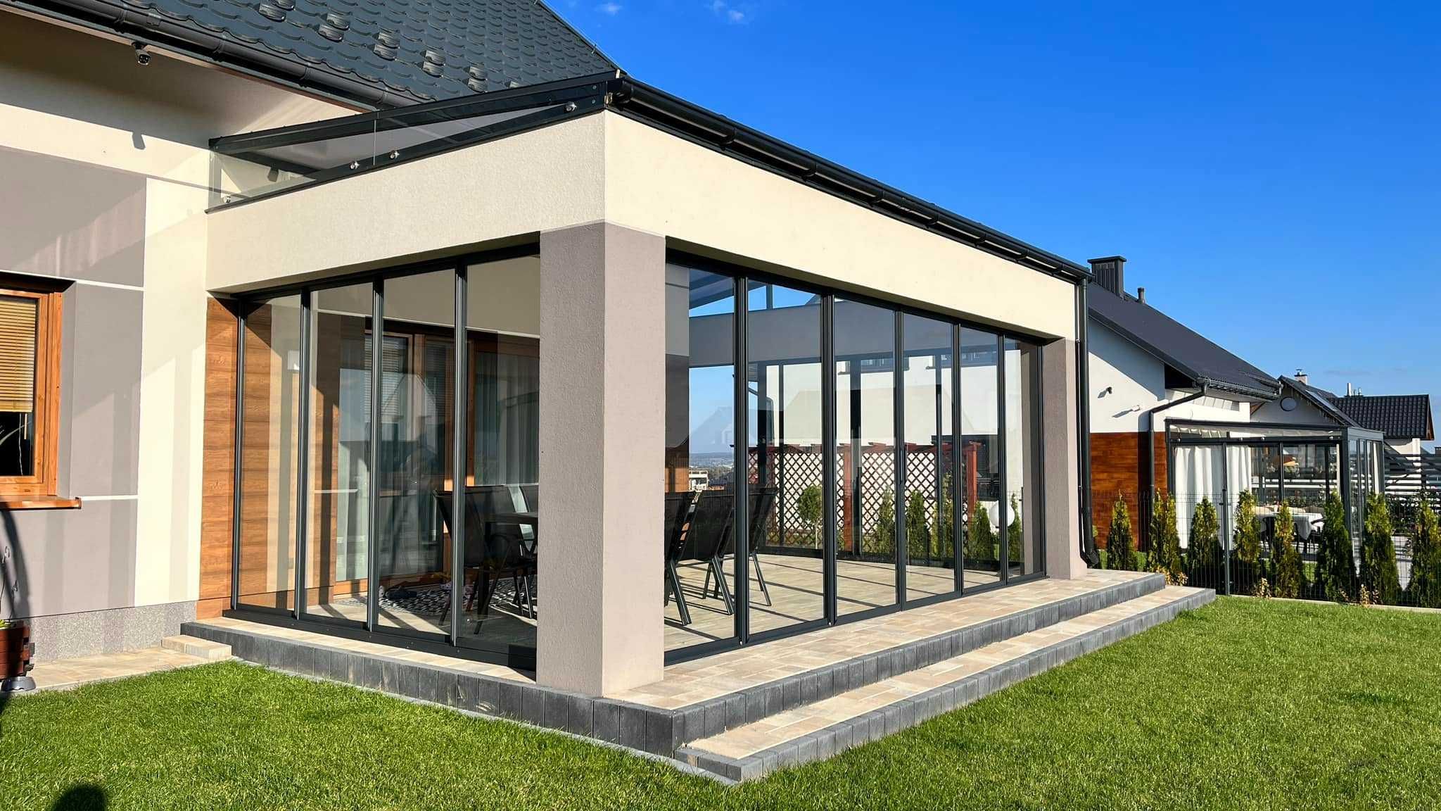 Nowoczesna Zabudowa Tarasu Zadaszenie Pergola, Oranżeria, ogród zimowy
