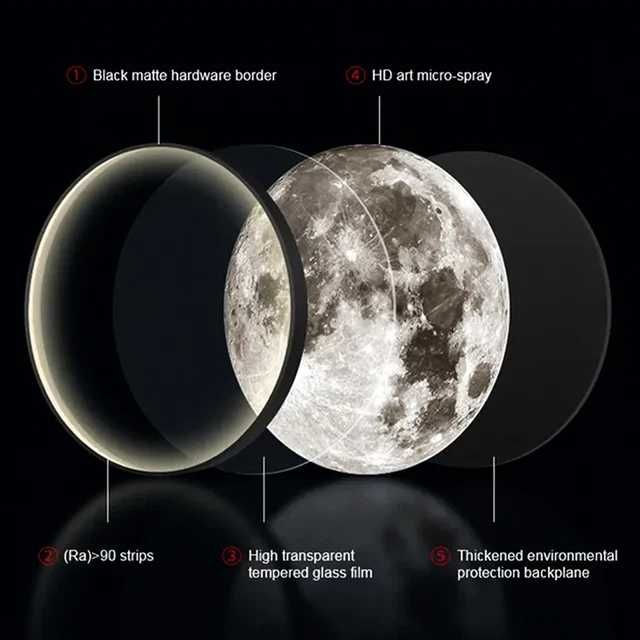 Lâmpada lunar com efeito 3d 60 cm controle remoto decoração de parede