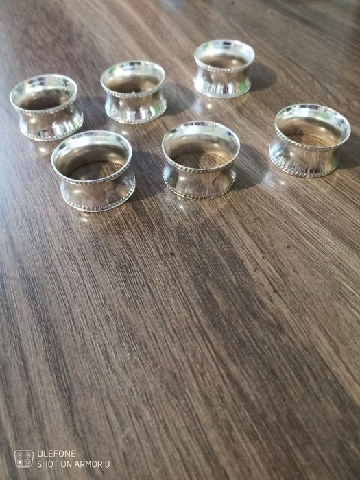 Pierścienie obręcze do serwetek posrebrzane 6 sztuk komplet stare