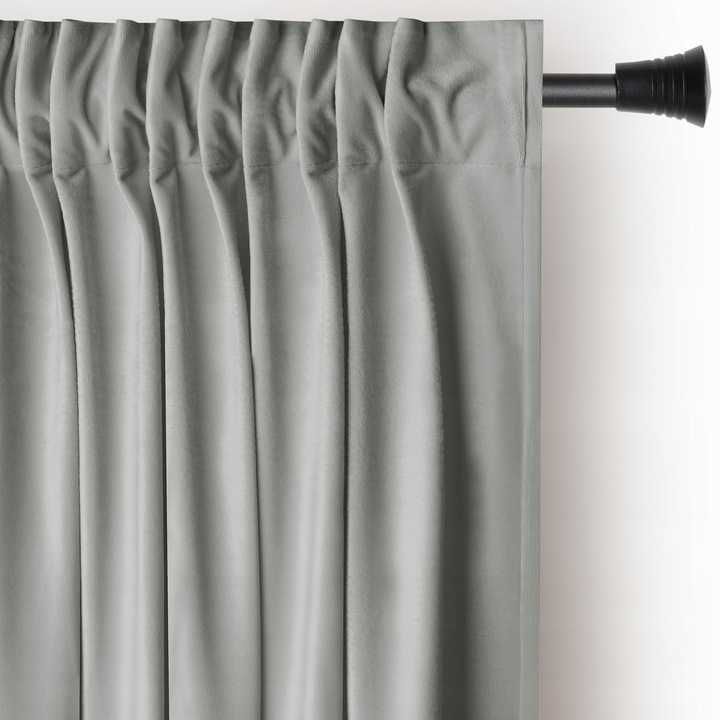 Zasłona welurowa velvet plus szarfa na taśmie wave multi 140x270 Szara