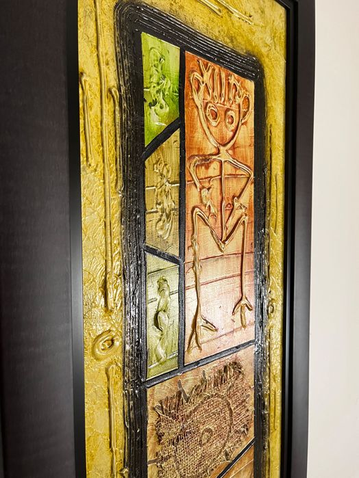 Tela originária de Moçambique, emoldurada, perfeito estado