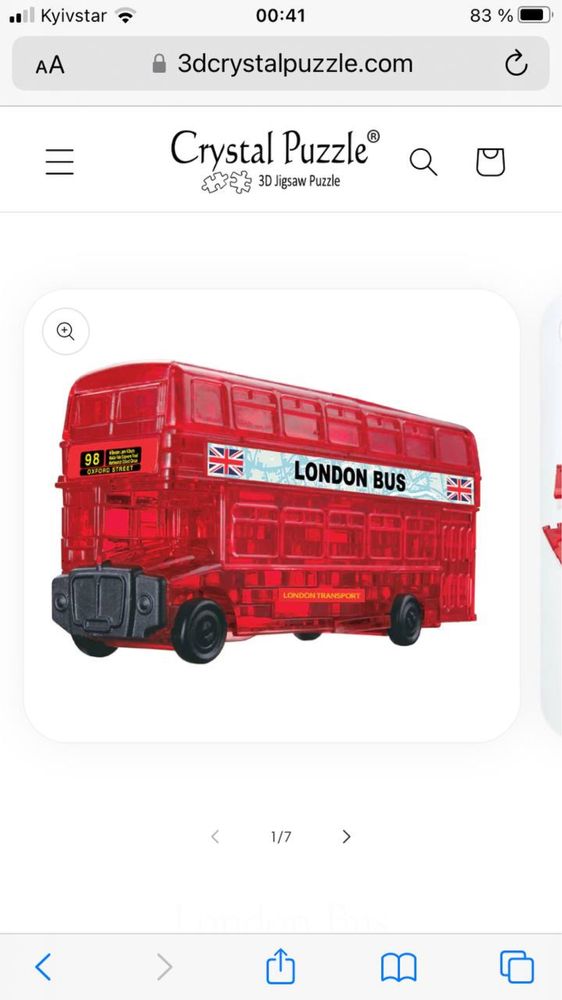 3D пазл Crystal Puzzle London Bus Головоломка 53 деталі