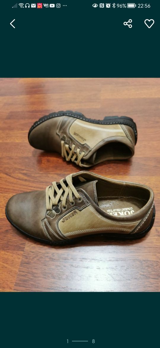 Jokery Skórzane Buty Męskie Lekkie Wygodne Rozmiar 43 Brąz