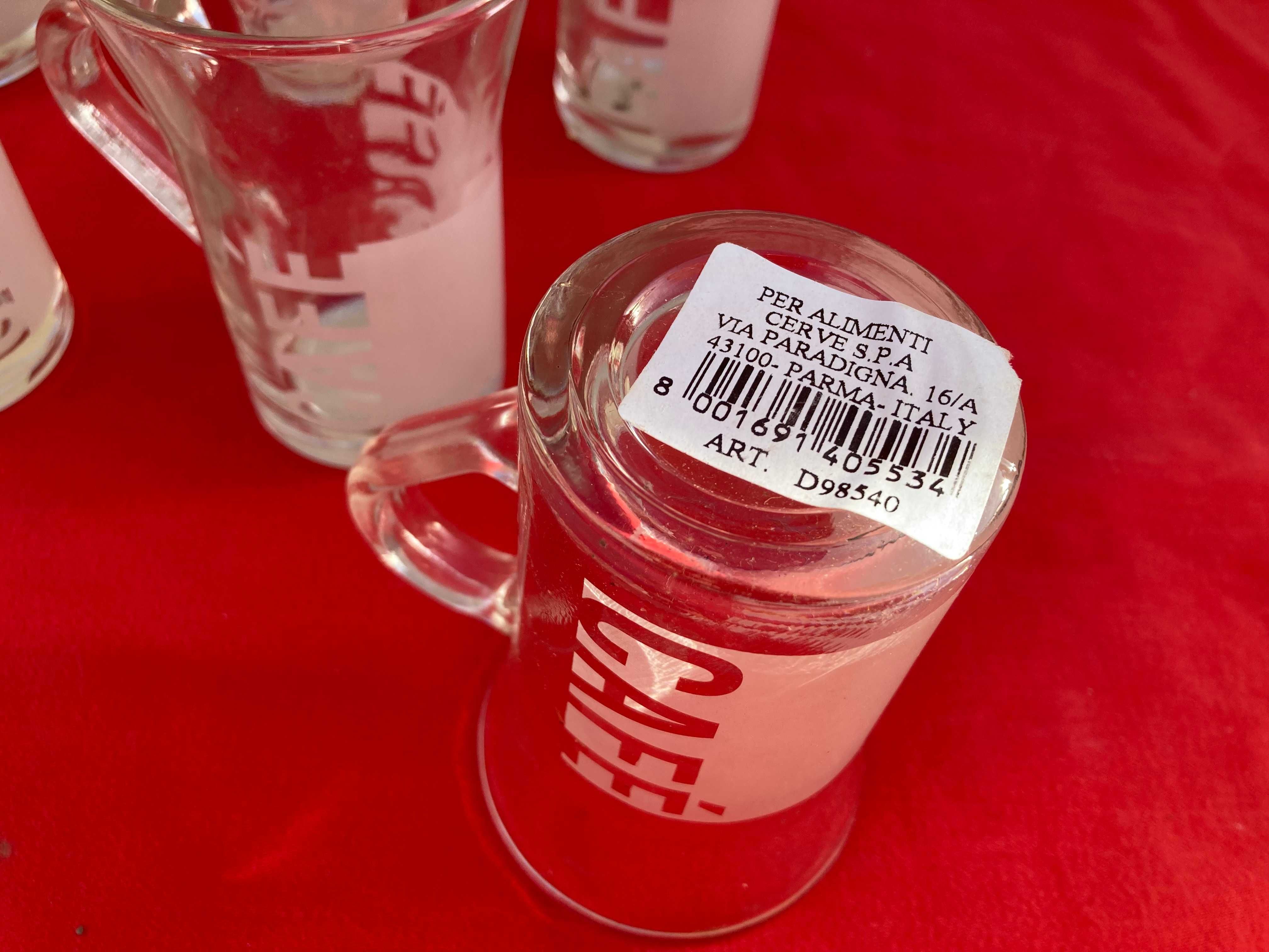 Conjunto de 6 canecas Caffe em vidro Italianas Novas