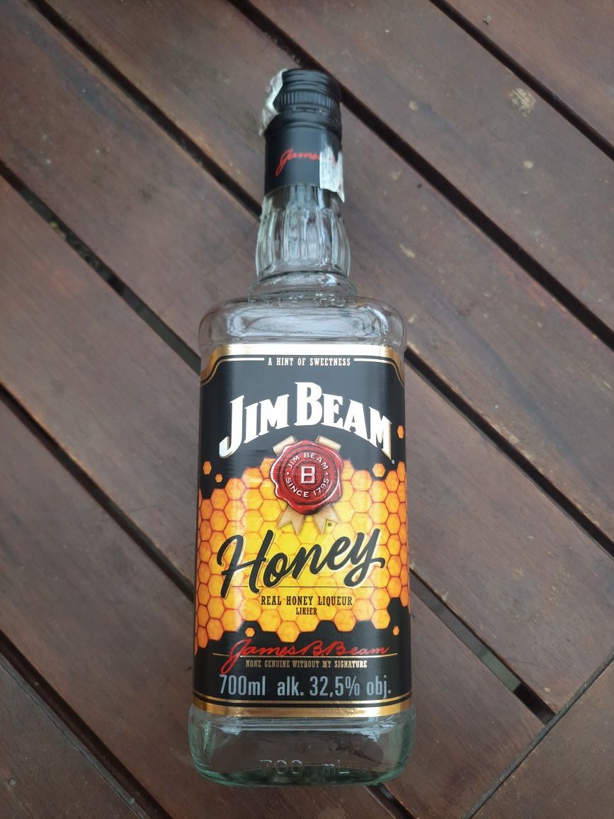 Butelka butelki Jim Beam Honey na alkohol, nalewki, dekoracje