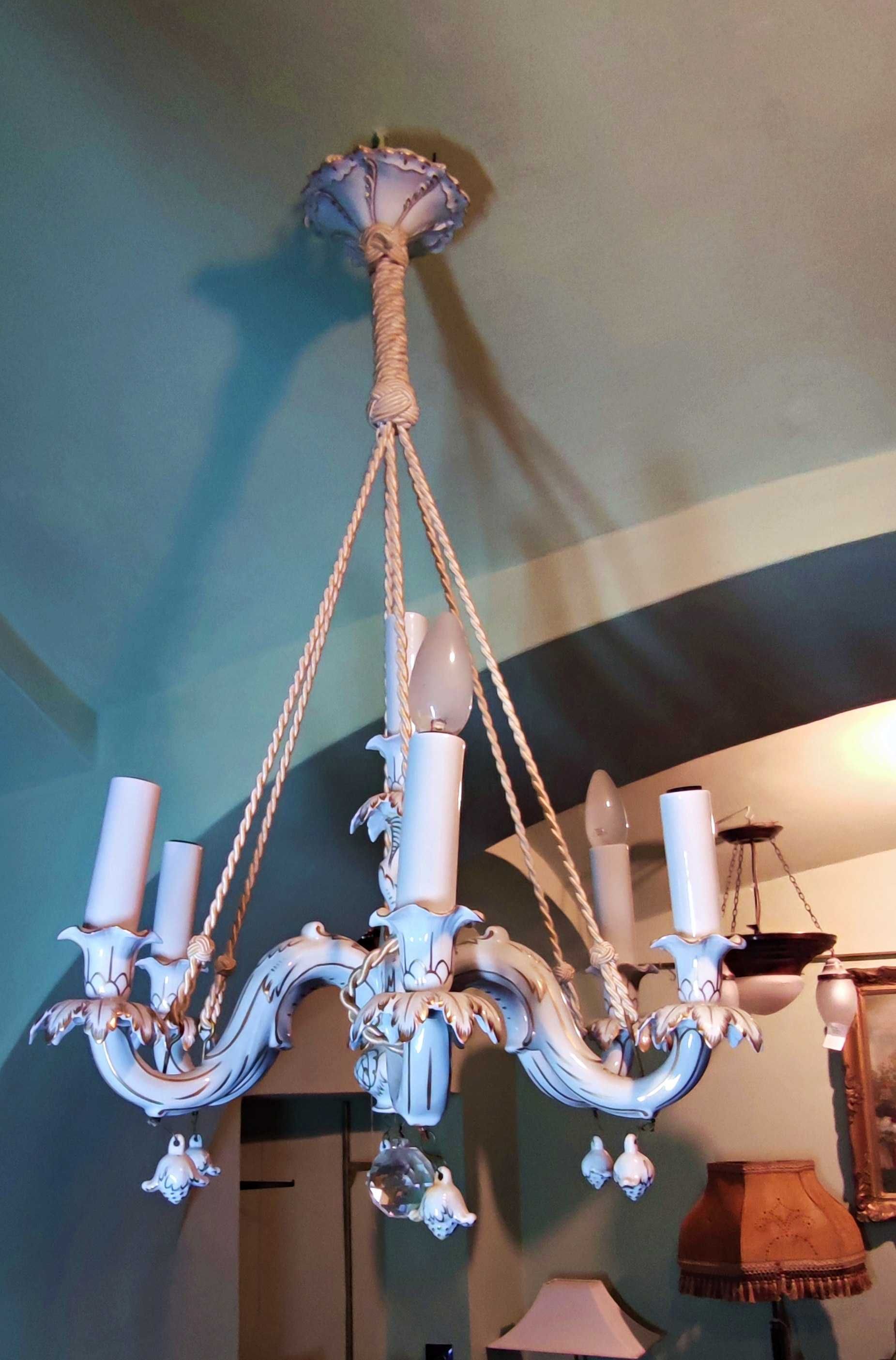 Lampa porcelanowa z przełomu XIX i XX wieku Drezno