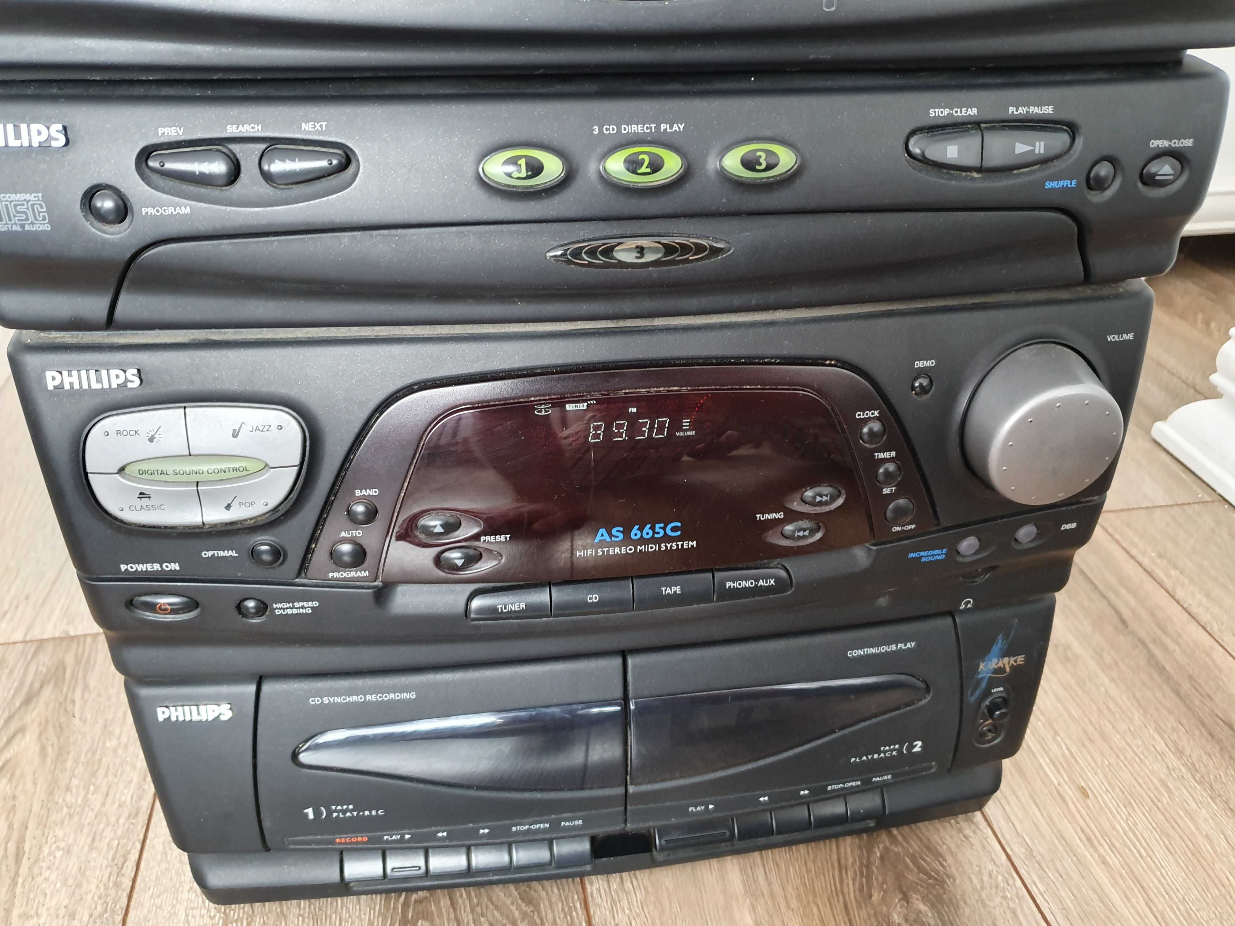 Wieża Philips as 665c radio magnetofon gramofon aux