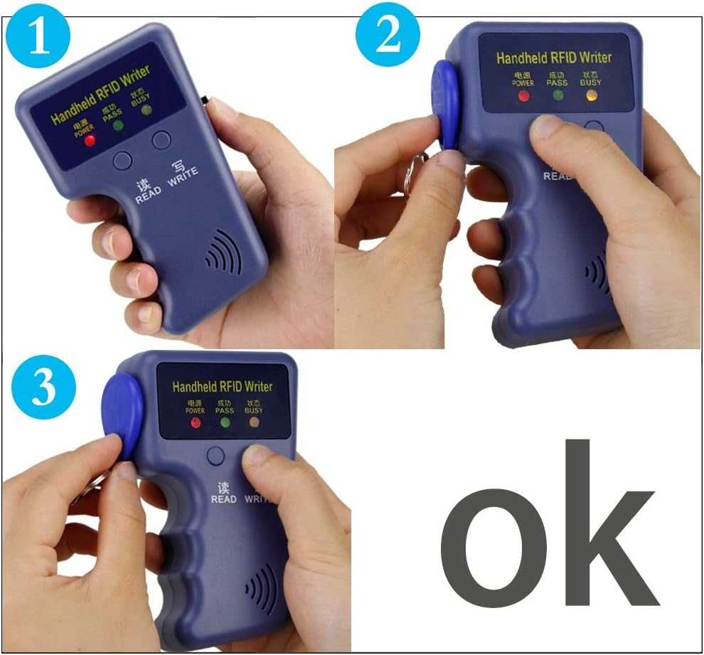 Przenośna kopiarka programator RFID 125 kHz
10 x breloki RFID