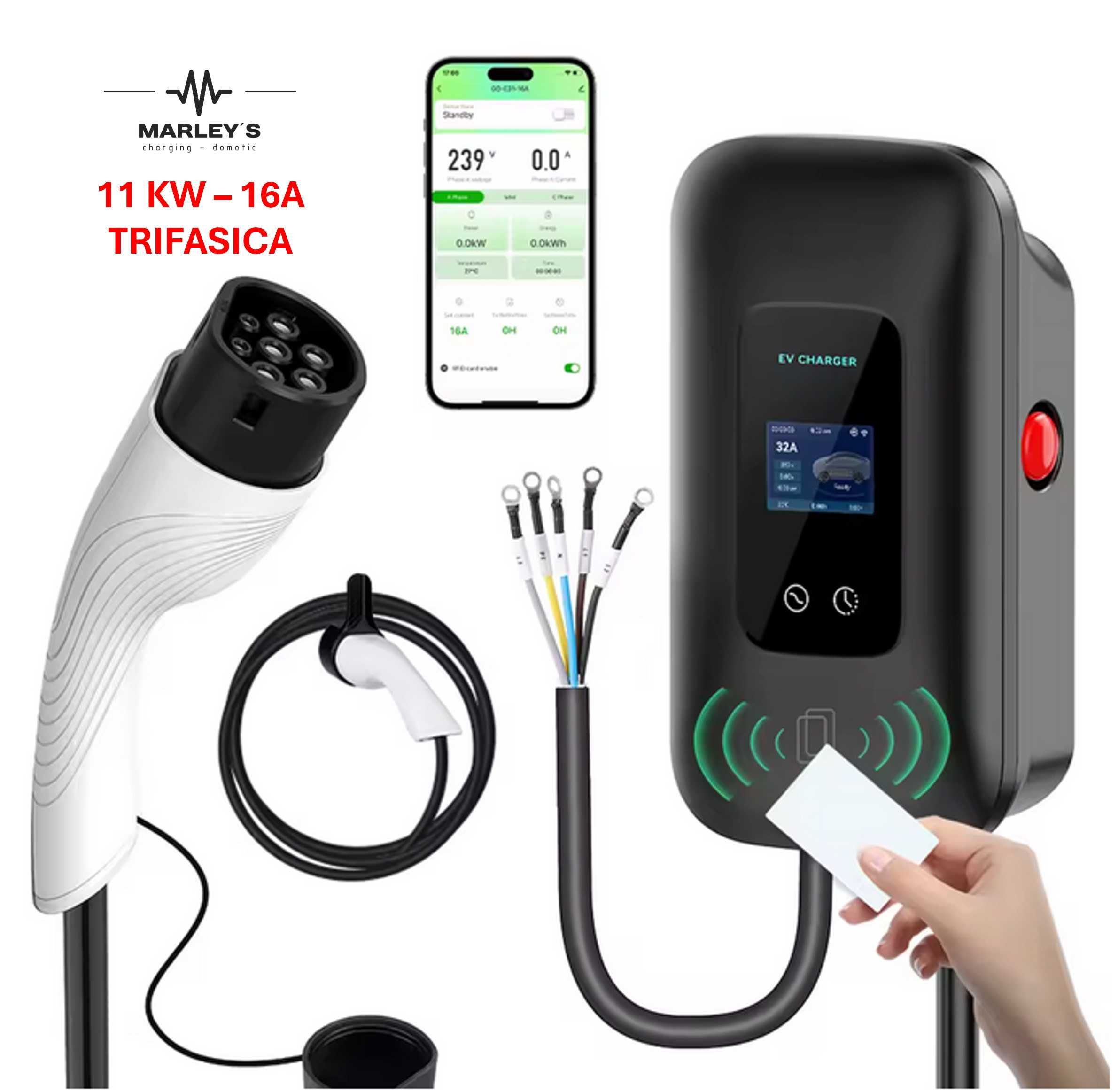 Wallbox Carregador 11 kw - 16 A - Tipo2 - C/ APP - Elétricos Híbridos