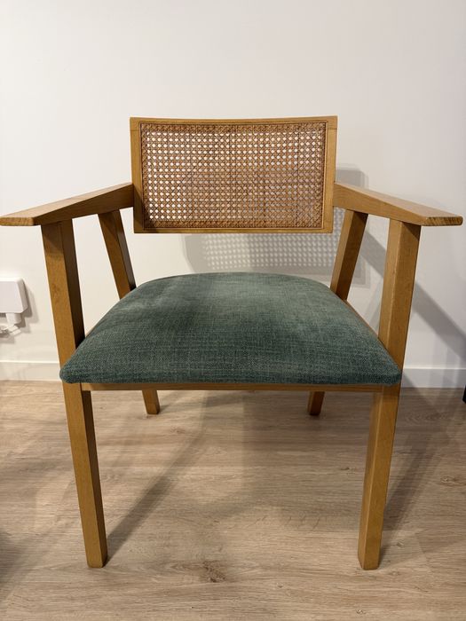 Cadeira vintage, em faia e palhinha, Baldo.