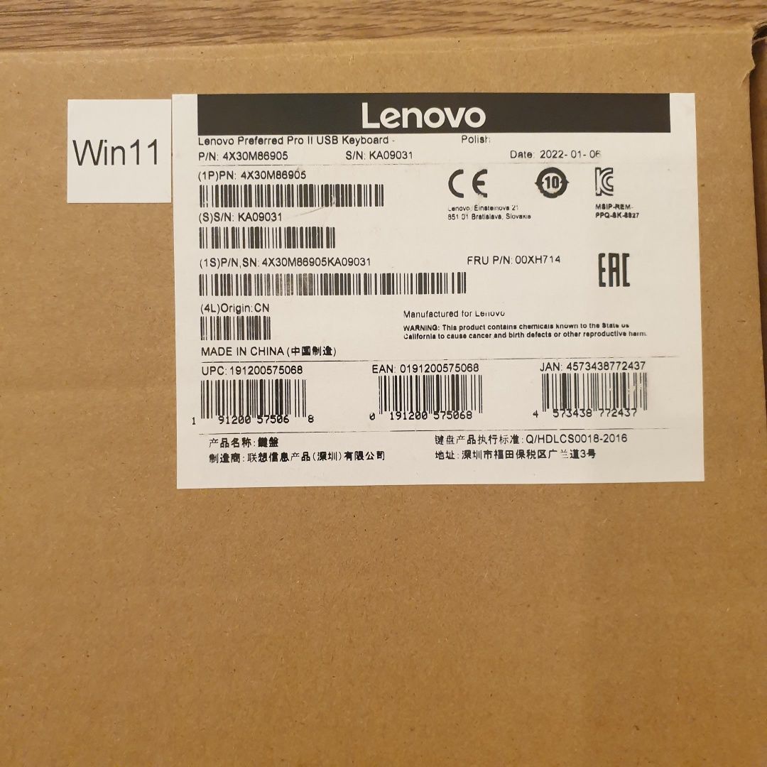 Klawiatura Lenovo Preferred Pro II polski układ 4X30M86905