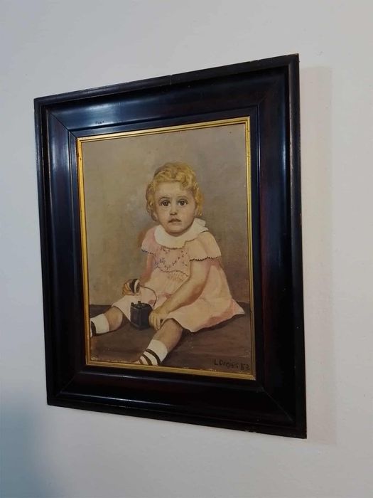 Stary obraz na płótnie sygnowany portret